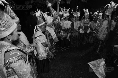 Balia, Tradisi Penyembuhan Suku Kaili Tetua adat menyapukan darah kerbau di kening para penari sebelum prosesi pembacaan mantra penyembuhan dimulai.